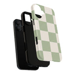 Sage Checkerboard Tough iPhone Case - Compatible with MagSafe - Shamo's
