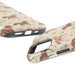 Wild Mustangs – Western Horse Pattern MagSafe Phone Case, glossy diagonal dual-camera model, port openings and edge details