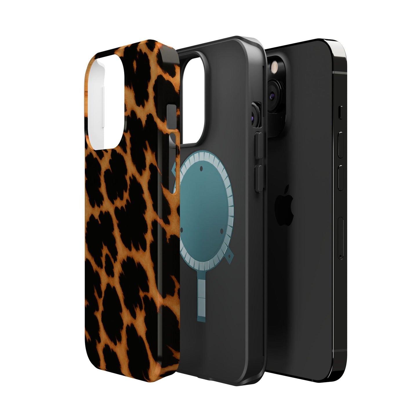 Leopard Print Impact-Resistant iPhone Case with MagSafe compatibility