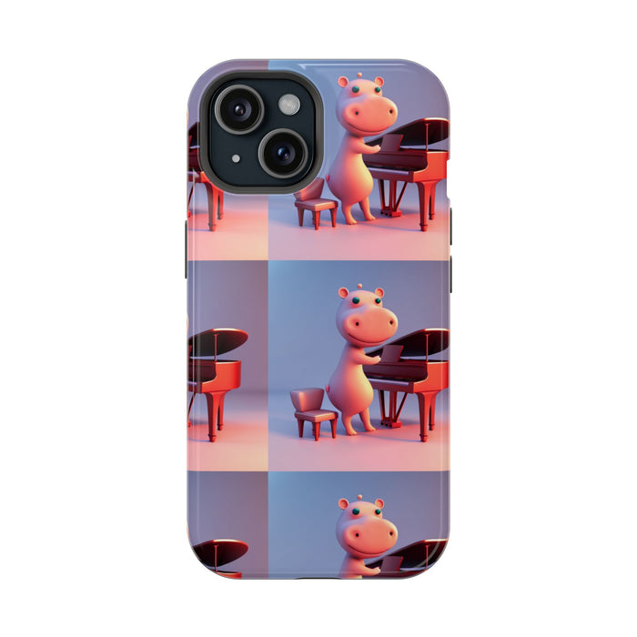 MagSafe Tough Cases with Tiny cute hippo playing a piano