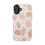 Kawaii Snack Pattern Magnetic Phone Case, Cute Popcorn, Burger & Soda Design with MagSafe Compatibility