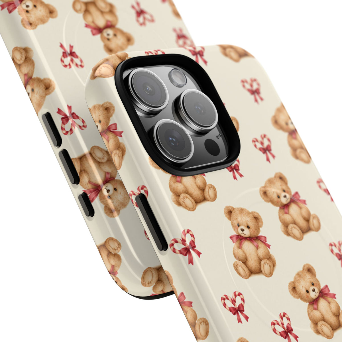 Coque iPhone Ourson des fêtes et sucres d’orge en forme de cœur avec MagSafe