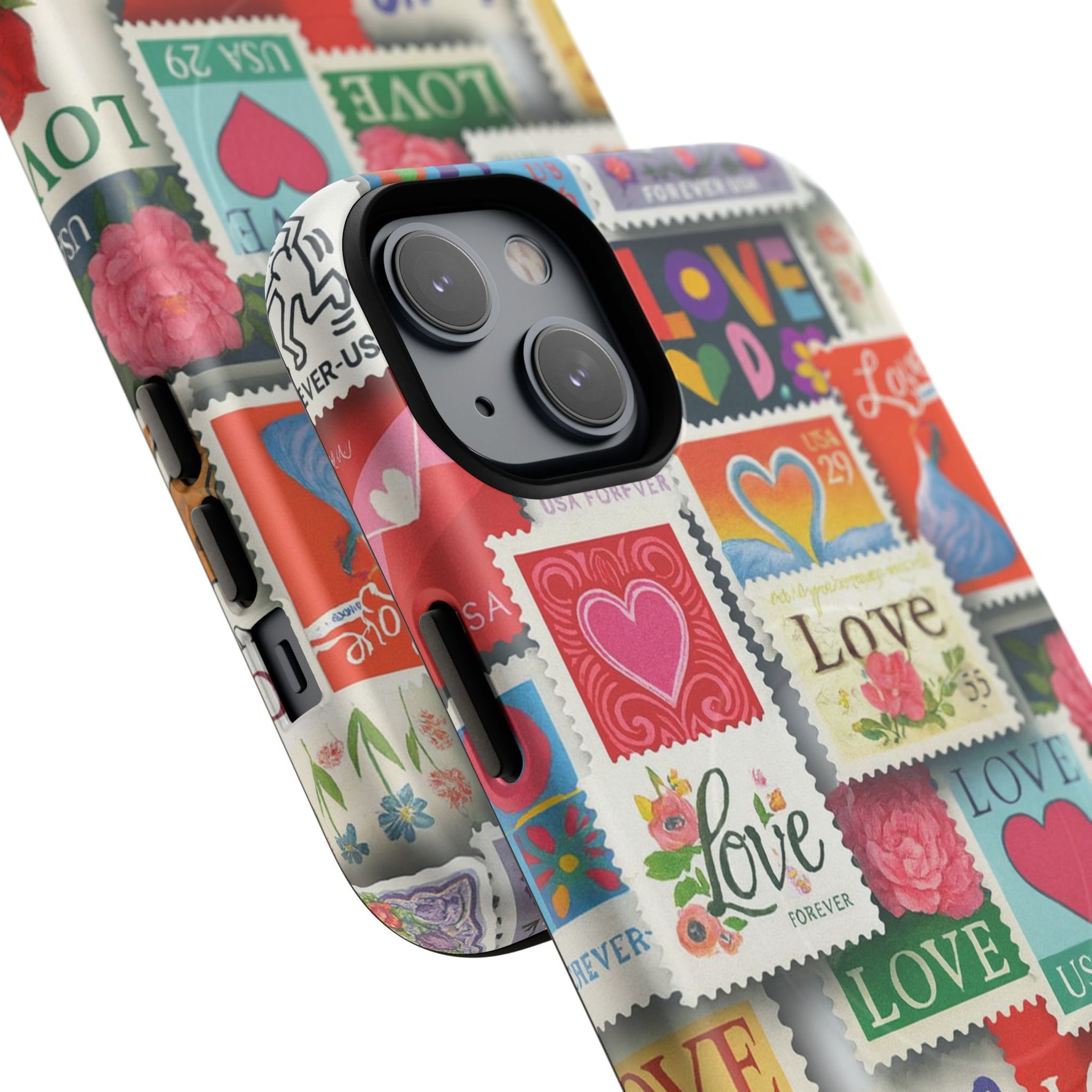 Vintage Romantic Love Stamp iPhone Case | Tough Protection + MagSafe