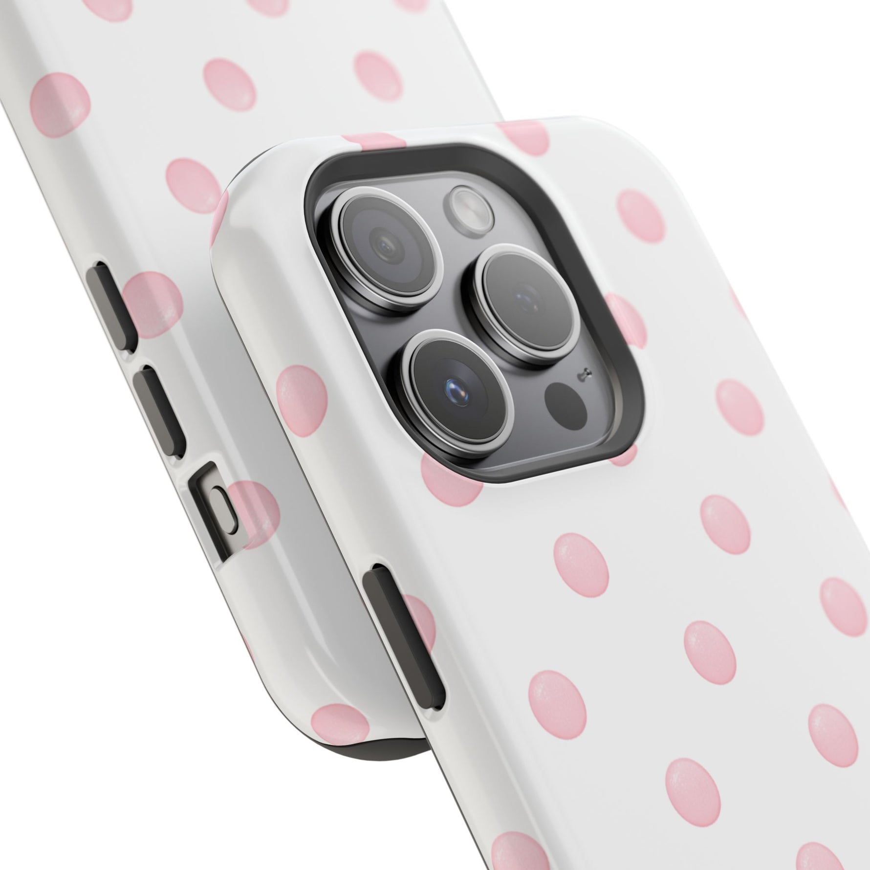 Pink Polka Dot Impact-Resistant Phone Case | MagSafe