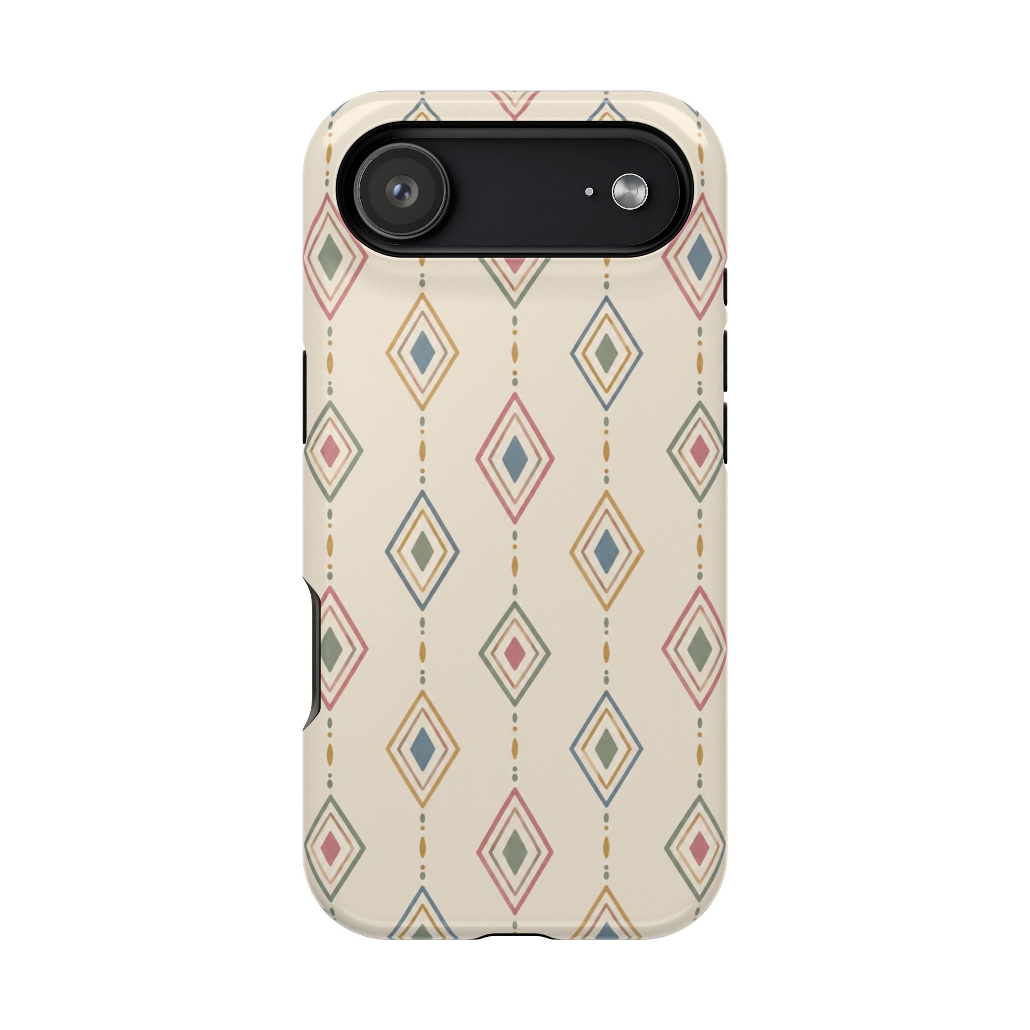 Desert Diamonds – Pastel Geometric Pattern MagSafe Phone Case, glossy iPhone 17 Air, rear view