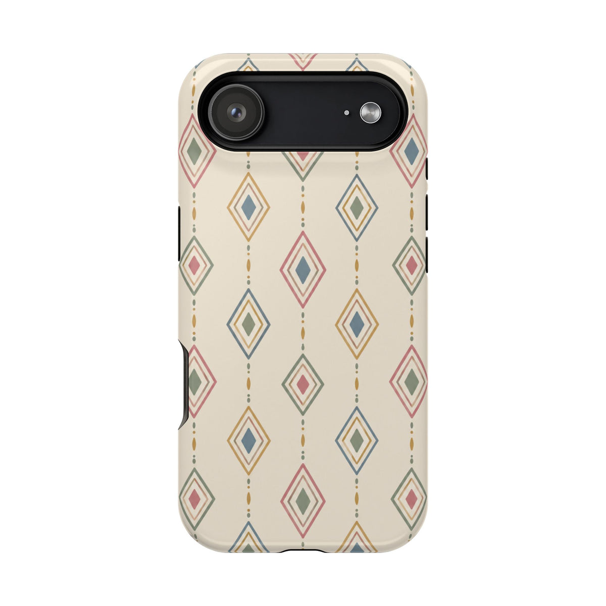 Desert Diamonds – Pastel Geometric Pattern MagSafe Phone Case, glossy iPhone 17 Air, rear view