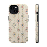 Desert Diamonds – Pastel Geometric Pattern MagSafe Phone Case, glossy iPhone 13, rear and side profile