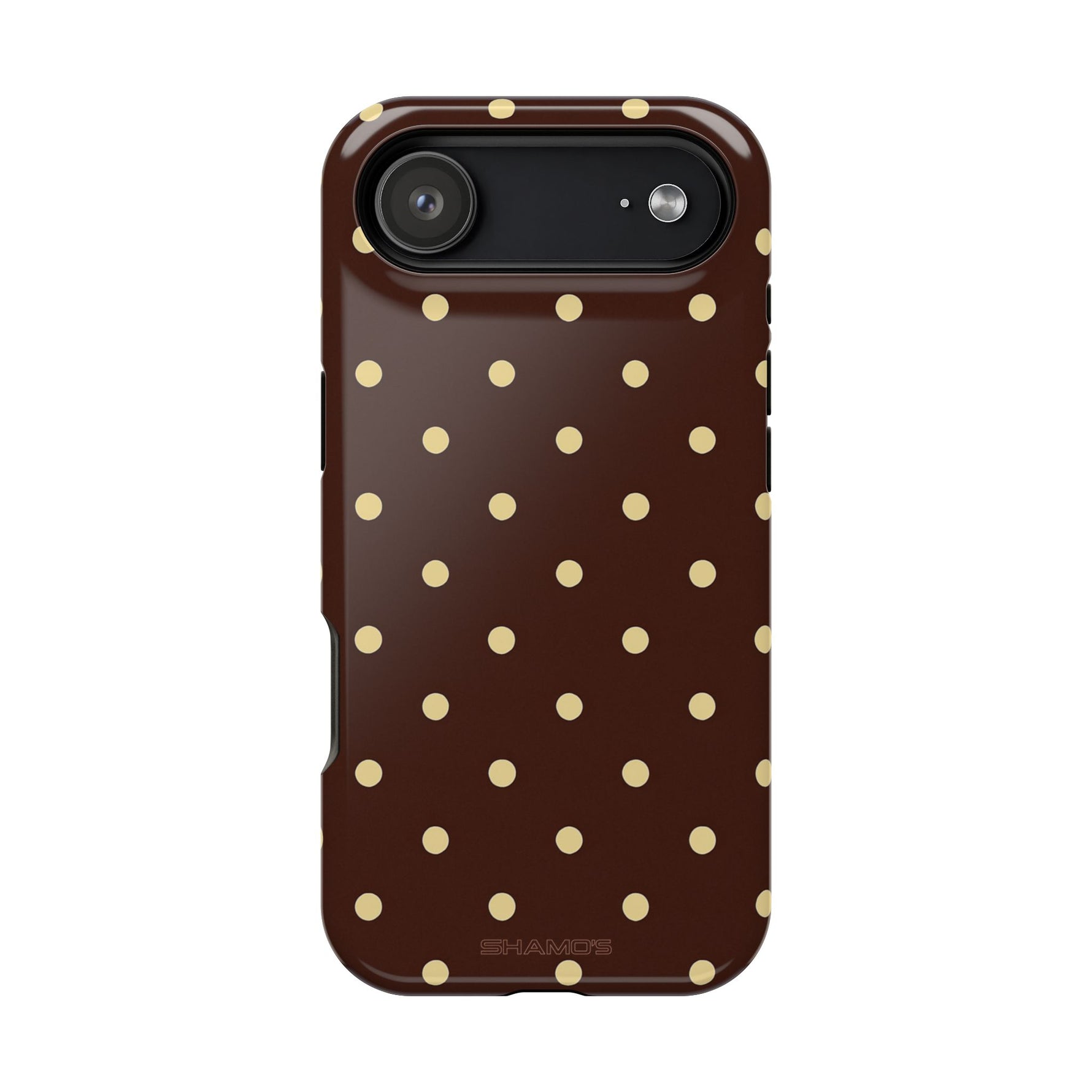 Polka Dot iPhone Case — Brown & Cream MagSafe Protective Cover