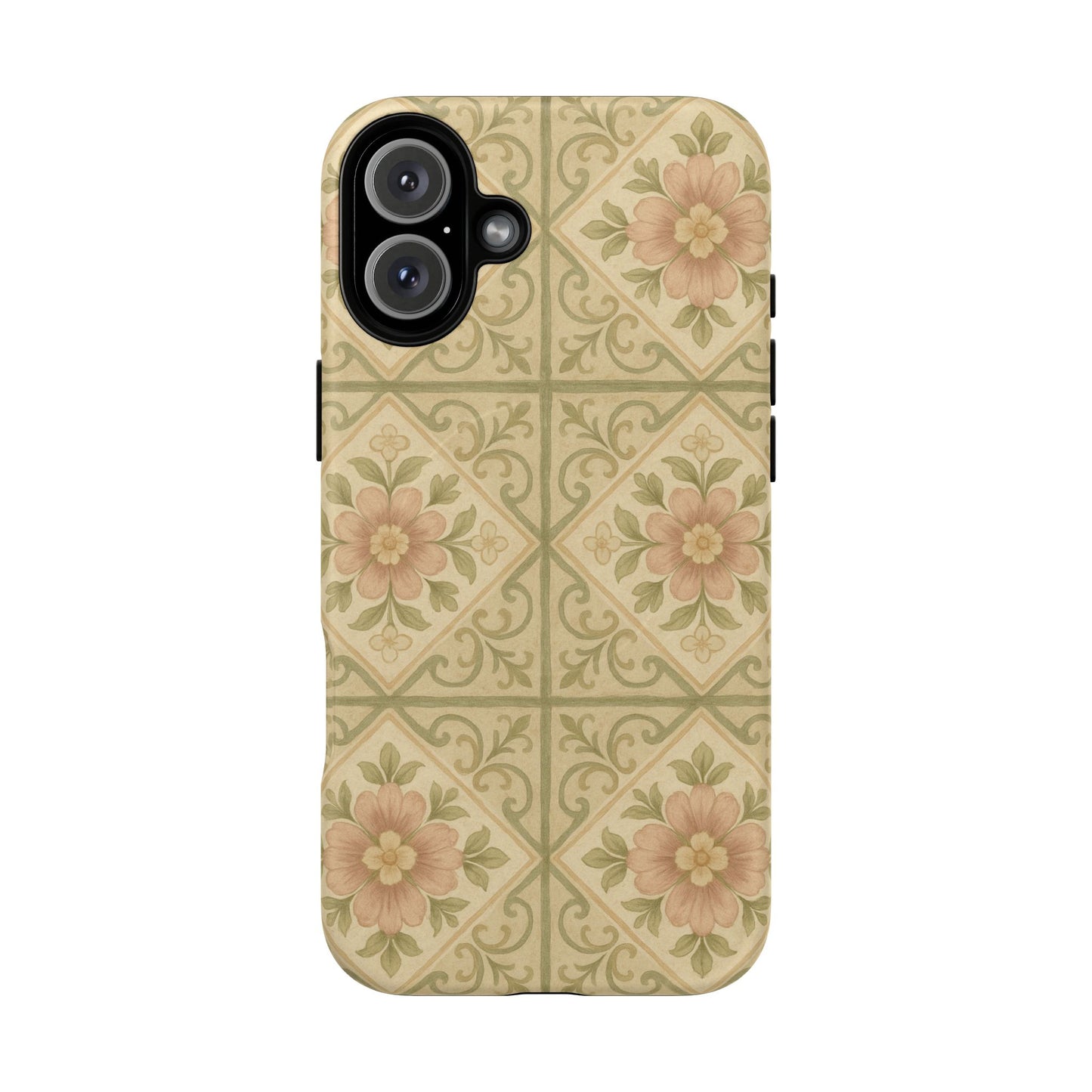 Vintage Rustic Foral Tiles iPhone Case | MagSafe