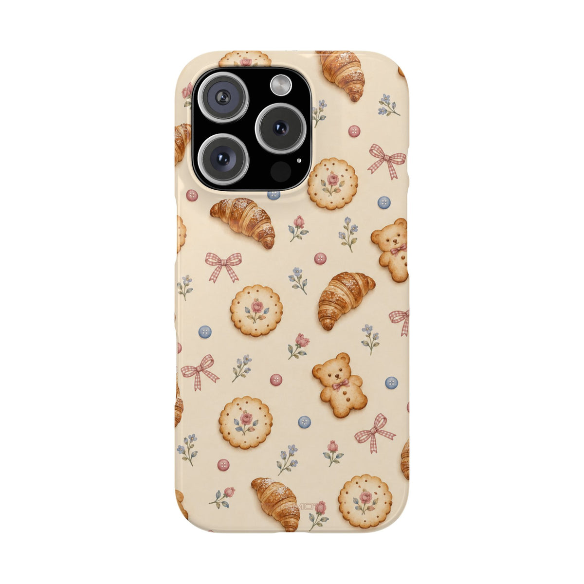 Slanke iPhone-hoes — knus bak- en teddybeerpatroon (recept, hert, knopen)