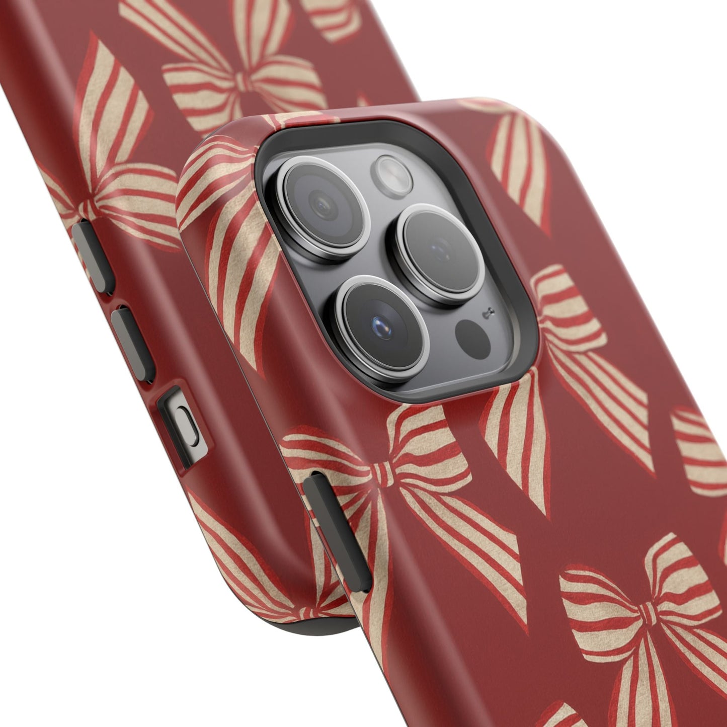 Holiday Red Bow iPhone Case — Impact‑Resistant iPhone Cover with MagSafe compatibility