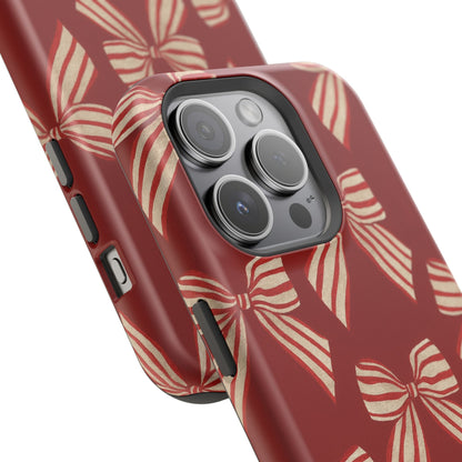 Holiday Red Bow iPhone Case — Impact‑Resistant iPhone Cover with MagSafe compatibility