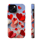 3D Paper Hearts Valentine Love iPhone Case with MagSafe Compatibility, Personalizable - iPhone 13 Mini / Glossy - Shamo's