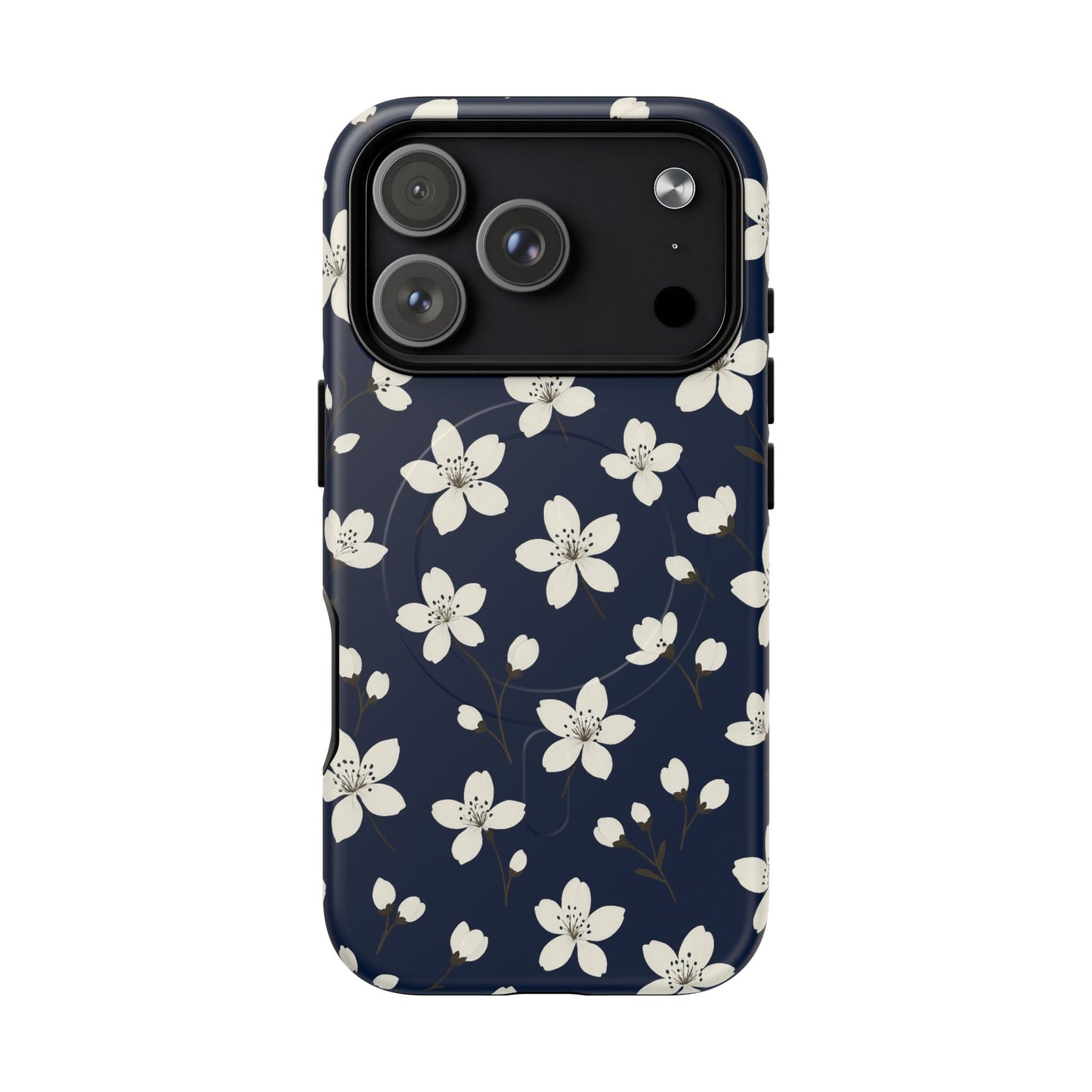 Navy Blossom Floral iPhone Case | MagSafe