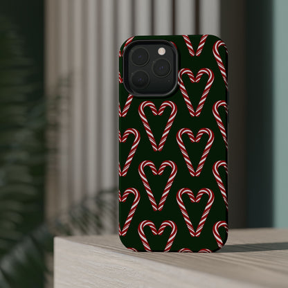 Candy Cane Heart MagSafe Impact-Resistant iPhone Case