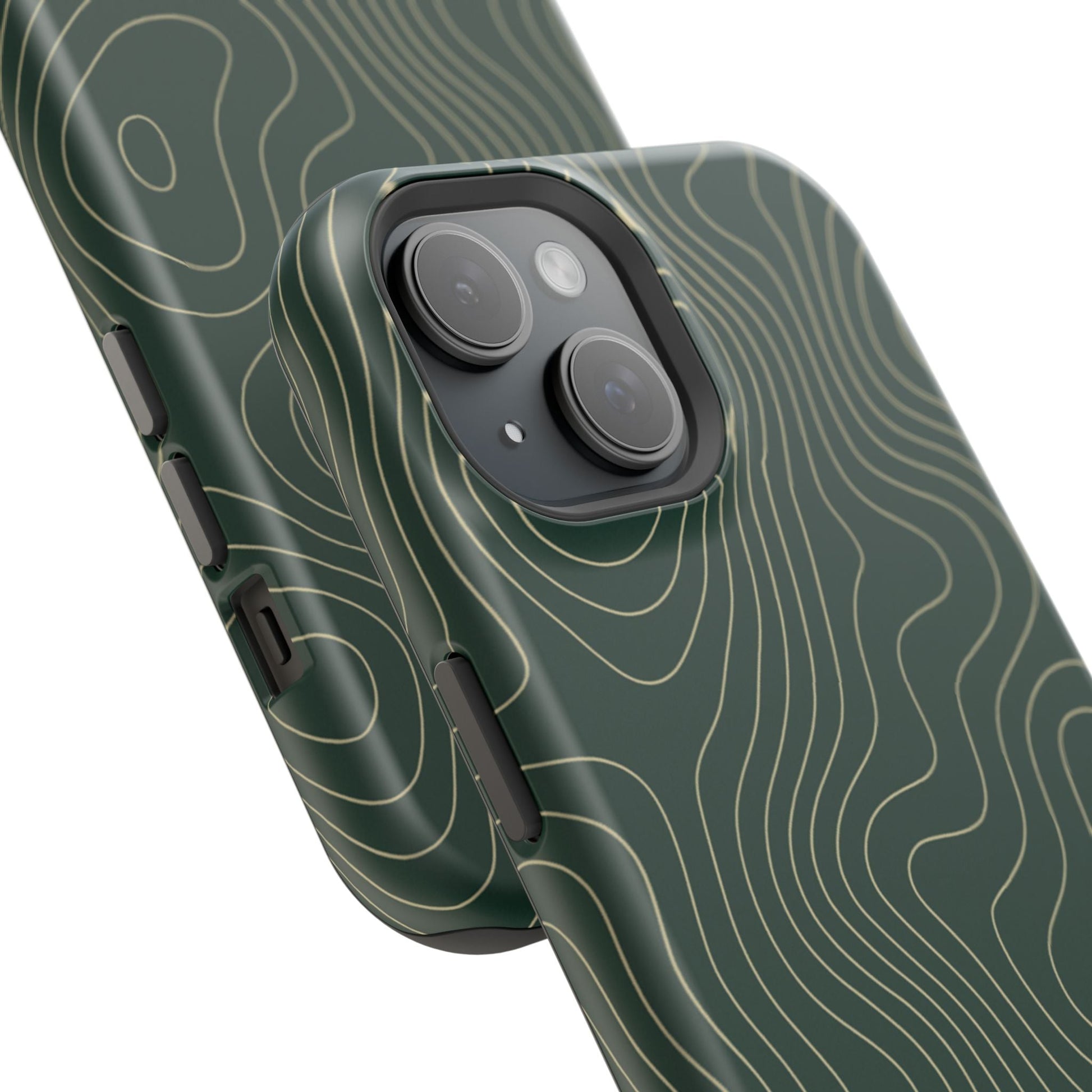Topographic Green Magnetic Impact-Resistant iPhone Case | MagSafe compatible  Shamo's