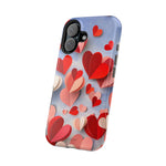3D Paper Hearts Valentine Love iPhone Case with MagSafe Compatibility, Personalizable - iPhone 17 Pro Max / Glossy - Shamo's