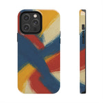 Abstract Brushstroke Tough Phone Case — Colorful Red, Blue & Yellow Protective Cover  Shamo's iPhone 14 Pro Max