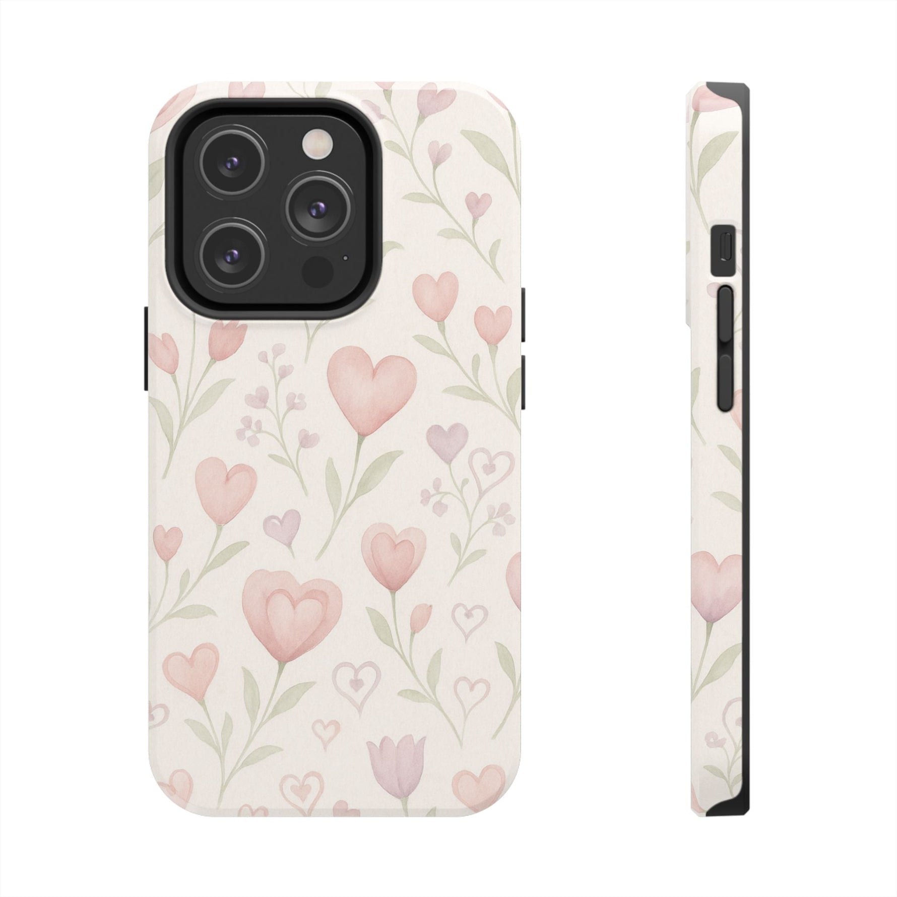 Pink Watercolor Heart Floral Pattern | Tough Impact Phone Case  Shamo's