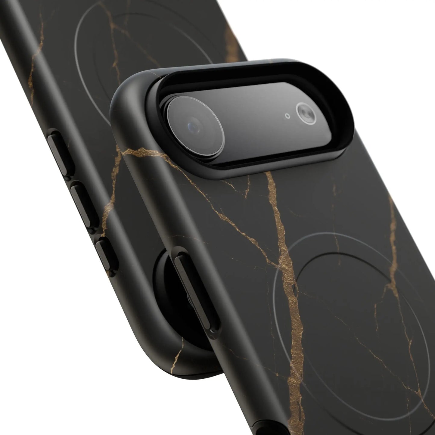 Black & Gold Marble iPhone Case with MagSafe