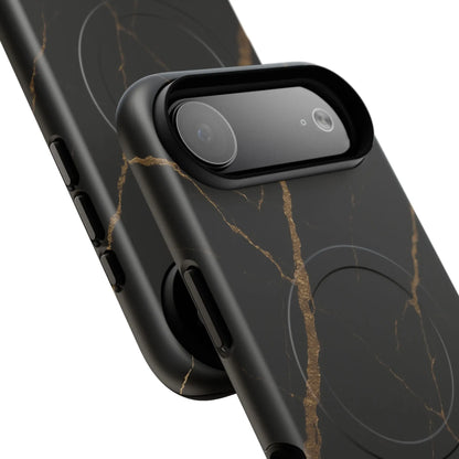 Black & Gold Marble iPhone Case with MagSafe