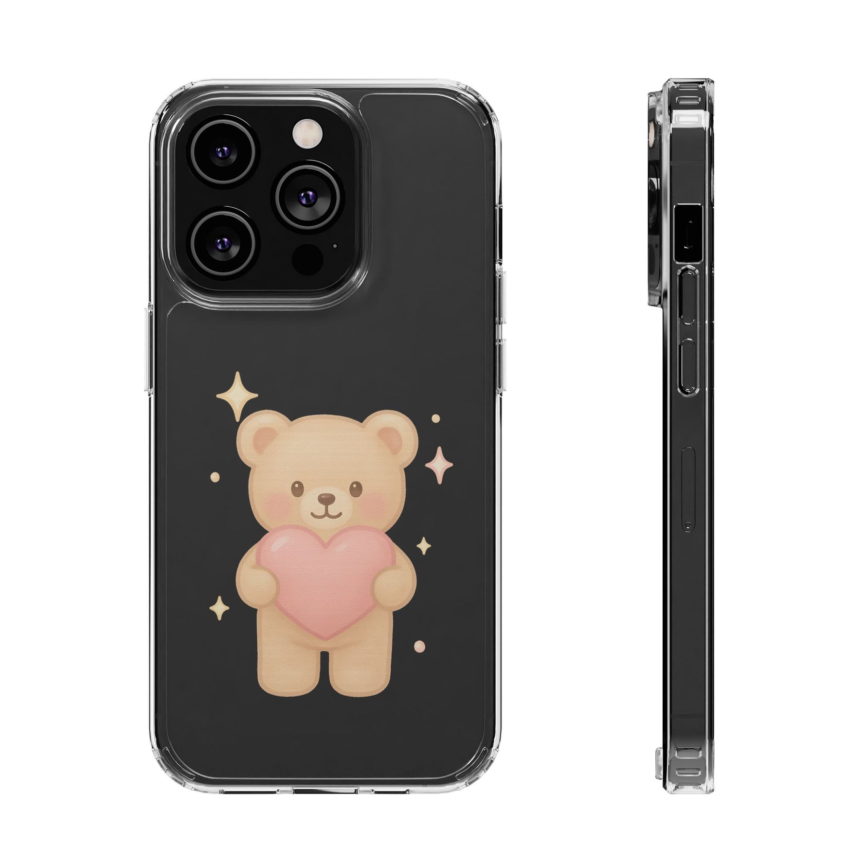 Romantic Teddy Bear Impact-Resistant iPhone Case with Heart Design - Shamo's