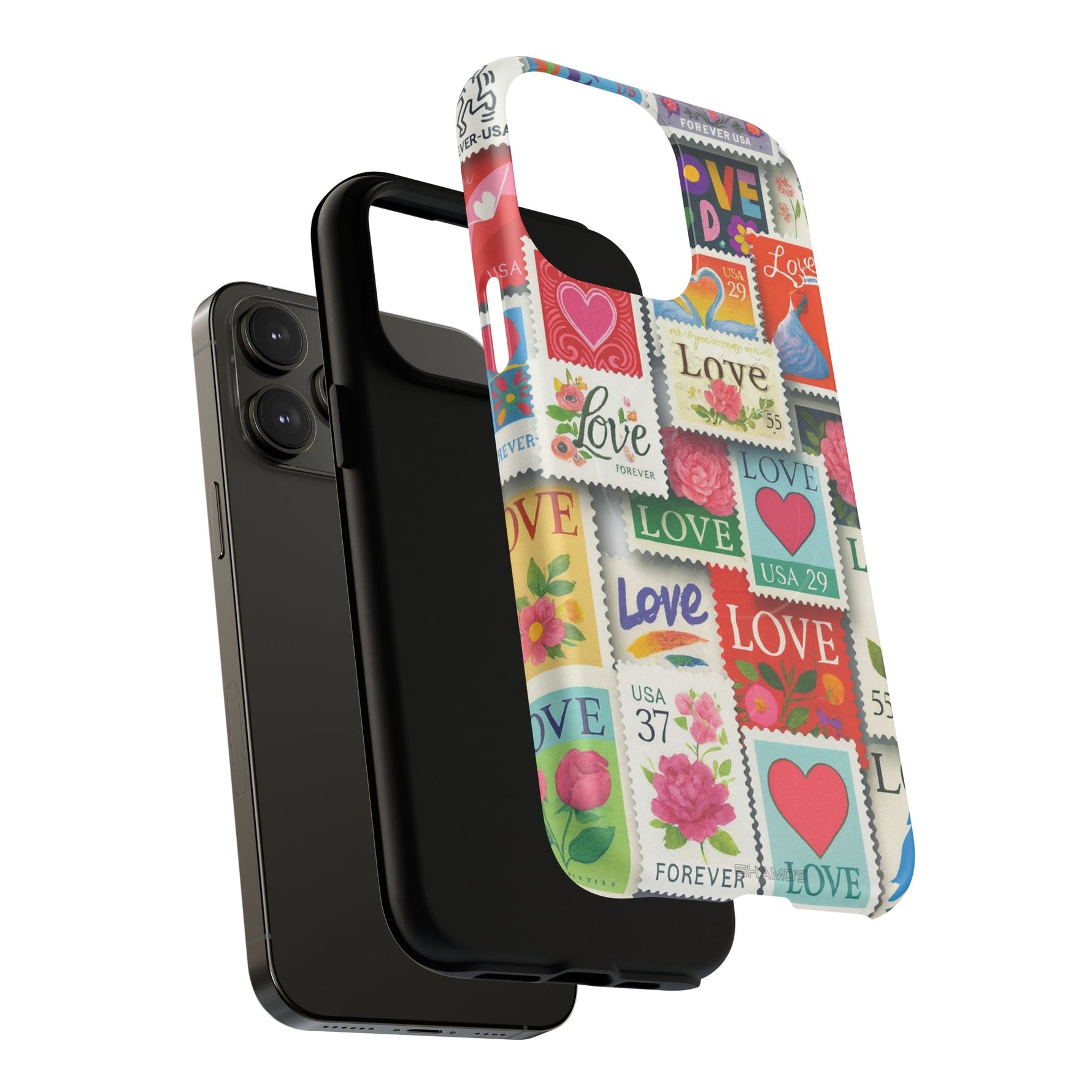 Vintage Romantic Love Stamp iPhone Case | Tough Protection + MagSafe