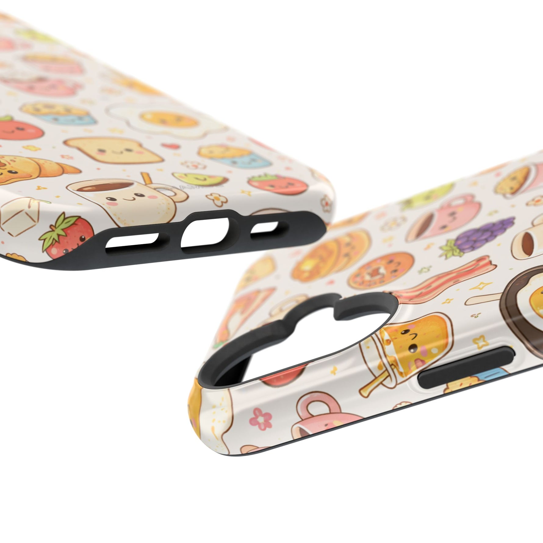 Kawaii Breakfast Pattern Magnetic Phone Case, Cute Cartoon Food Impact-Resistant Cover, MagSafe Compatible