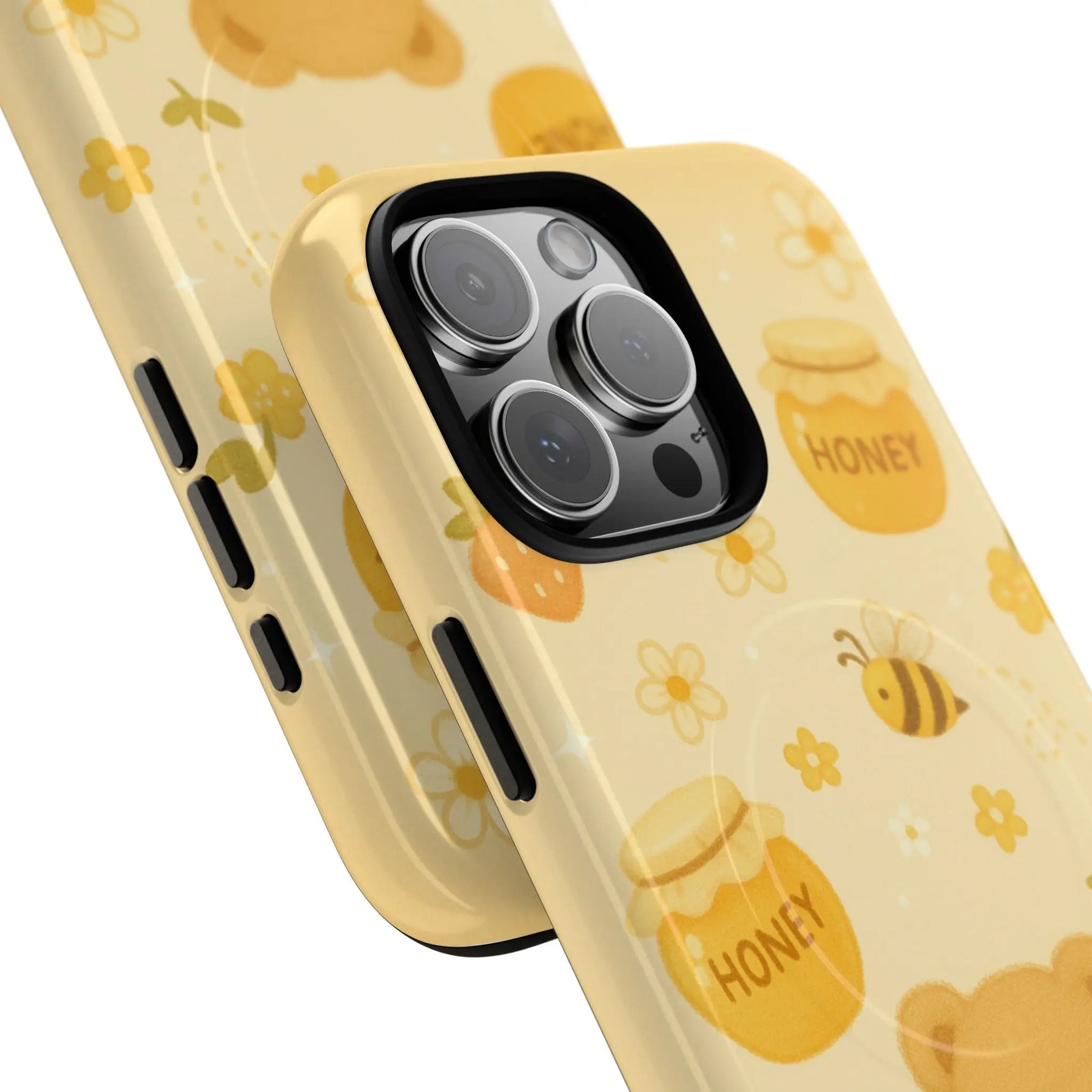 Cute Honey Teddy Bear iPhone Case — Yellow Bee & Honey Pot Design with MagSafe  Shamo's