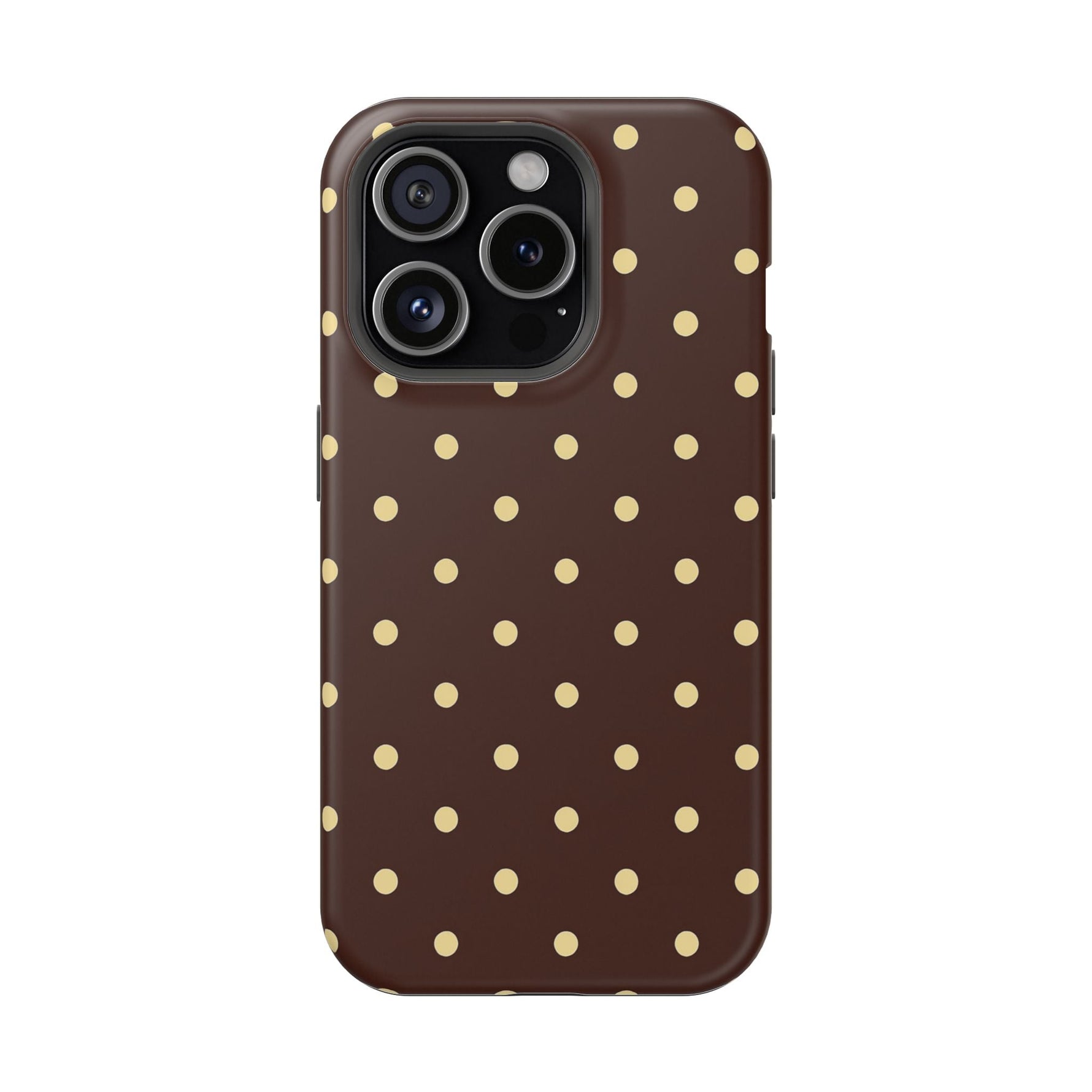 Polka Dot iPhone Case — Brown & Cream Protective Cover with MagSafe compatibility  Shamo's iPhone 15 Pro / Matte