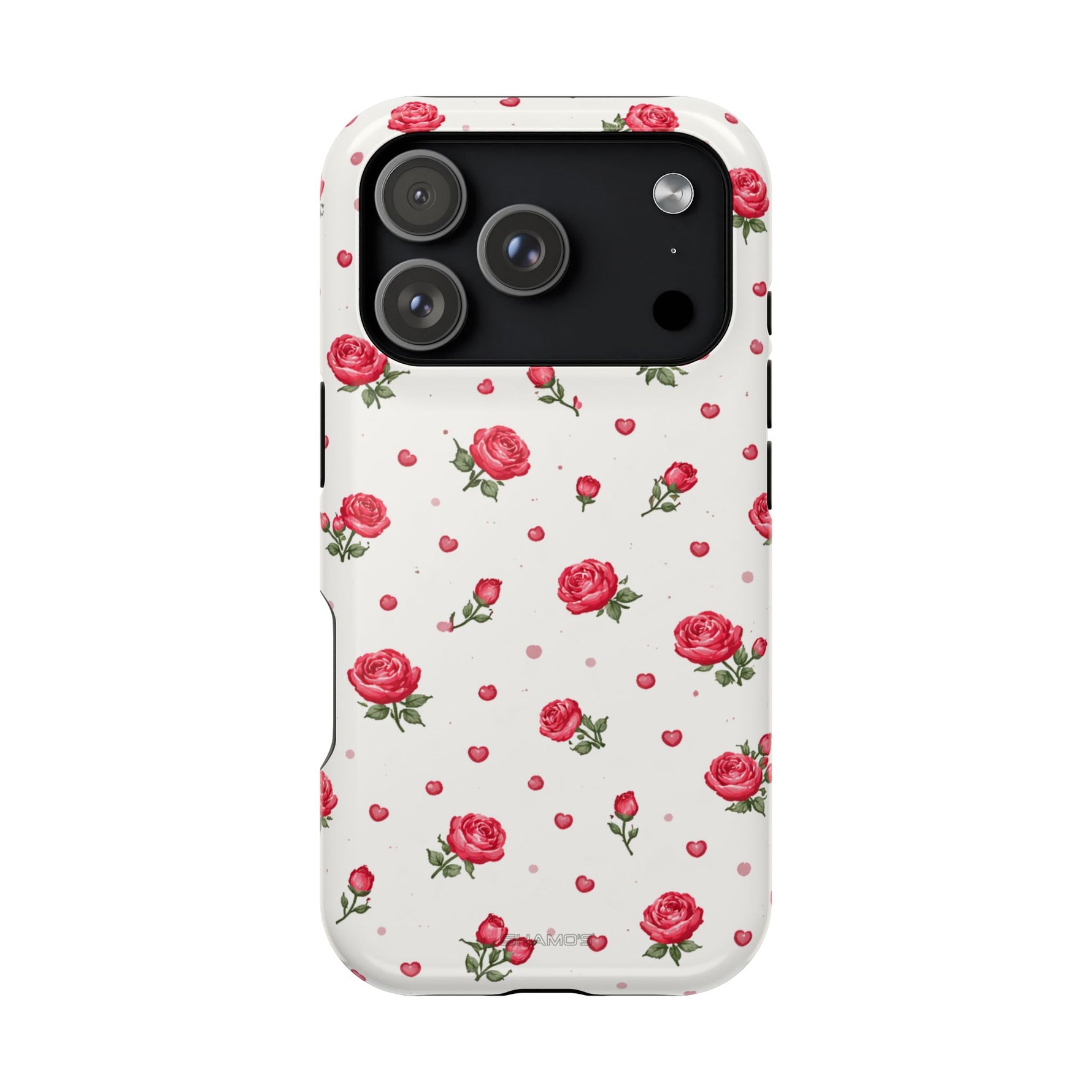 Rose Pattern Impact-Resistant iPhone Case | MagSafe