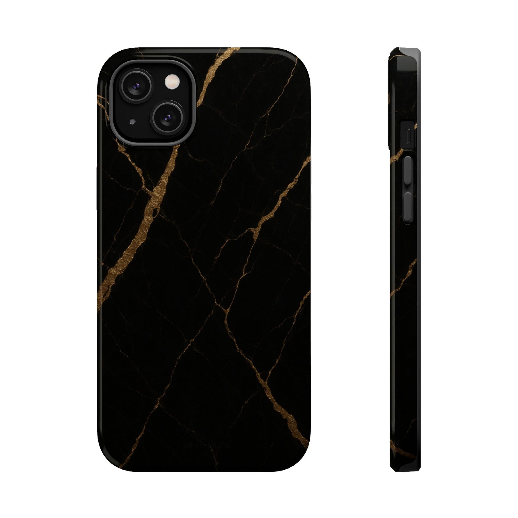 Black & Gold Marble iPhone Case with MagSafe - iPhone 14 Plus / Glossy - Shamo's