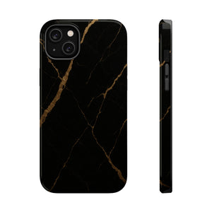 Black & Gold Marble iPhone Case with MagSafe - iPhone 14 Plus / Glossy - Shamo's