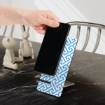 Preppy Blue Geometric Phone Stand – Foldable Mobile Display Stand for Smartphones