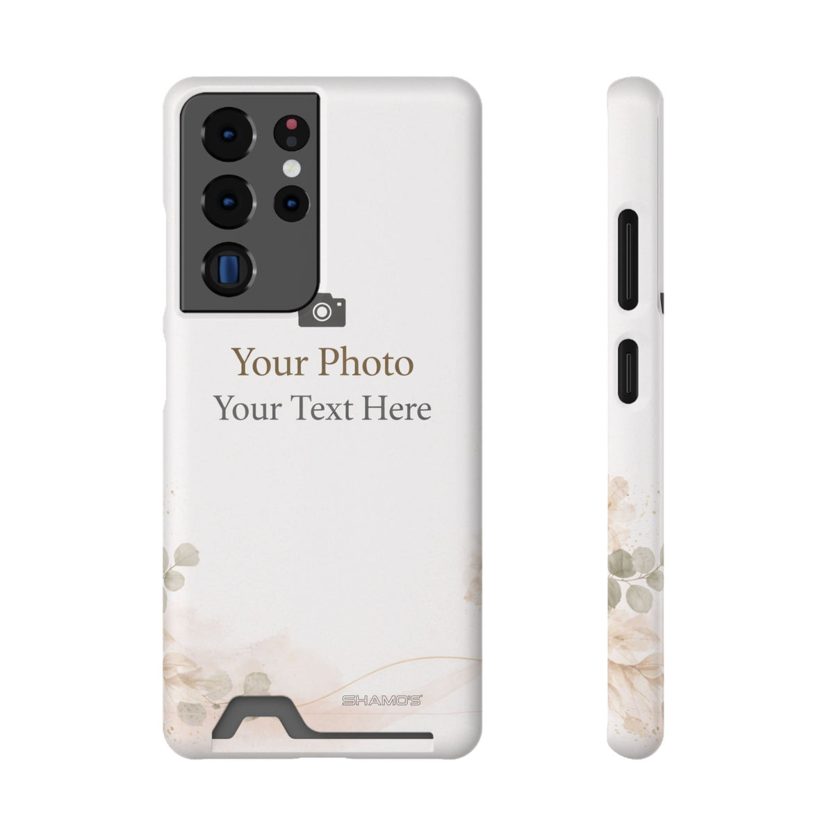 Funda para teléfono personalizable con tarjetero | Añade tu propia foto y texto
