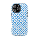 Preppy Blue Geometric MagSafe Compatible Impact Phone Case
