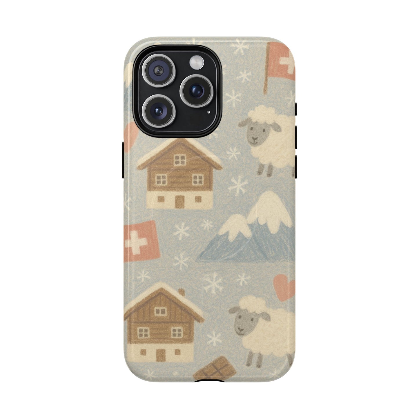 Swiss Chalet Sheep Pattern Tough MagSafe iPhone Case
