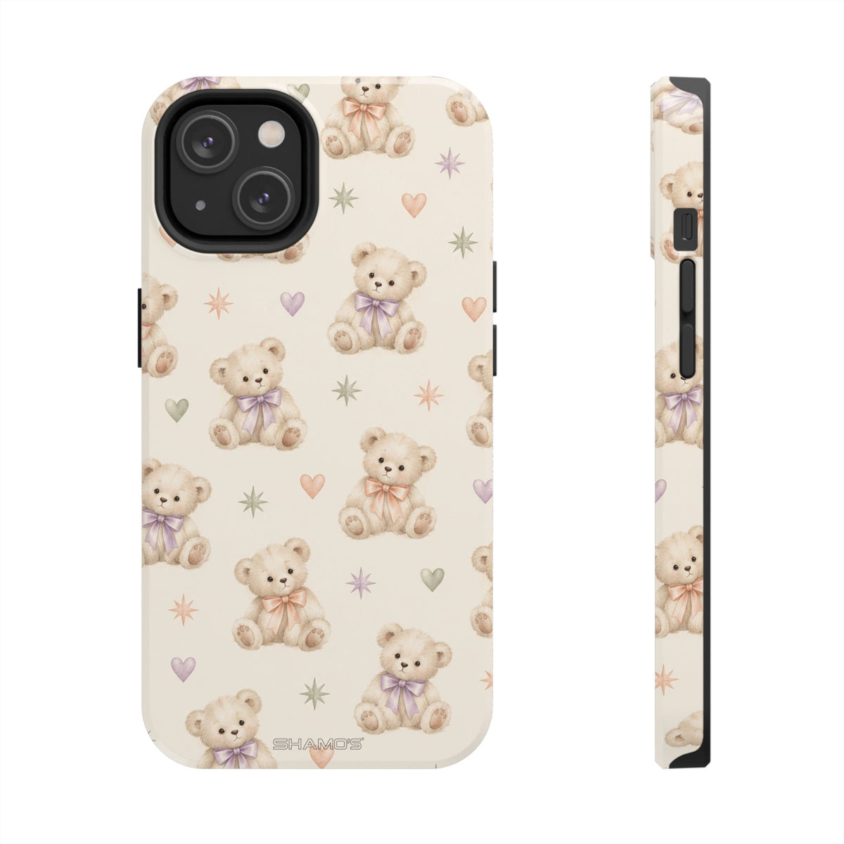 Cute Pastel Bear Impact Phone Case | Heart & Star Kawaii Pattern