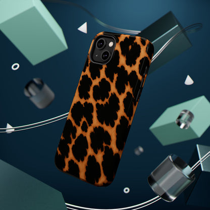 Leopard Print Impact-Resistant iPhone Case with MagSafe compatibility