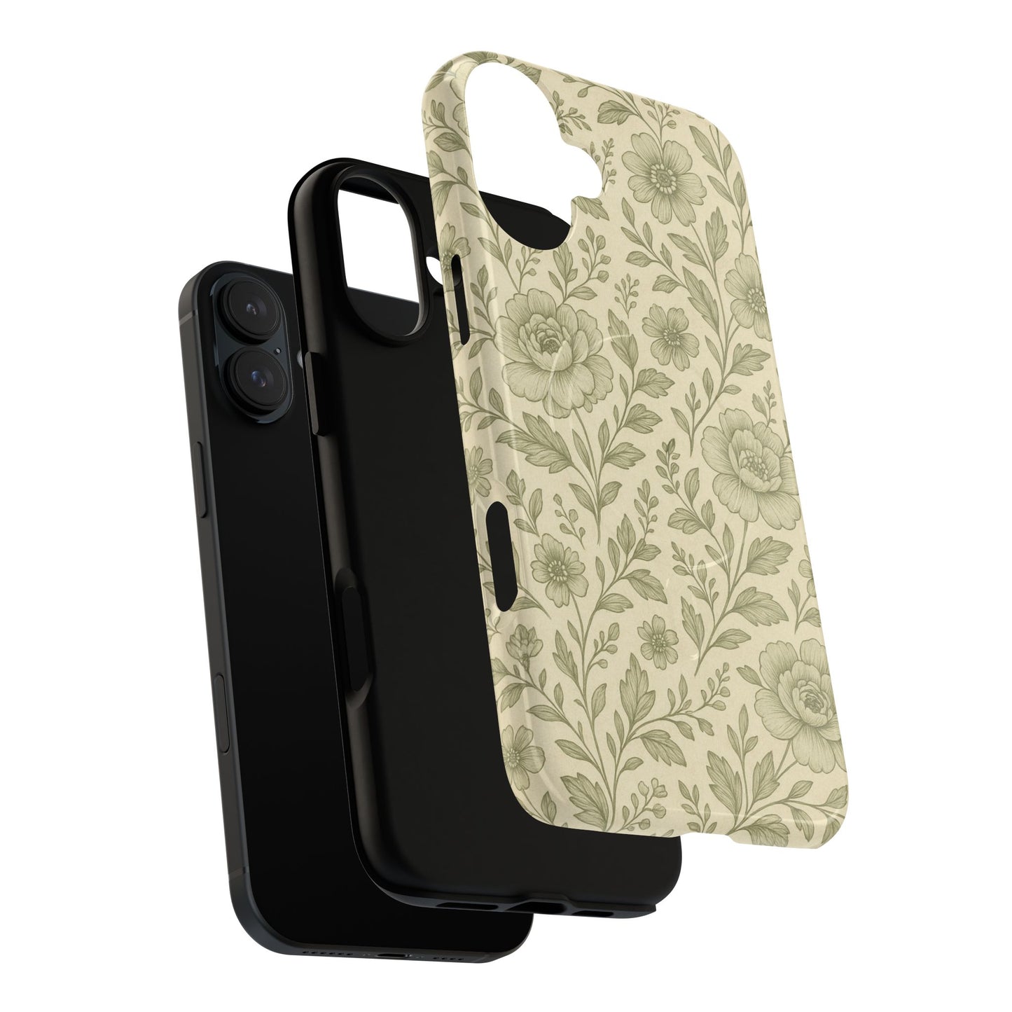 Sage Pattern Vintage Floral iPhone Case | Compatible with MagSafe