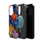 Electric Paradise MagSafe Phone Case – Cobalt Floral & Coral Waves | Glossy