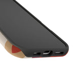 Retro Geometric Magnetic MagSafe Compatible Impact Phone Case — Bold Red & Terracotta Pattern
