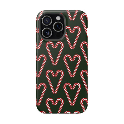 Candy Cane Heart MagSafe Impact-Resistant iPhone Case