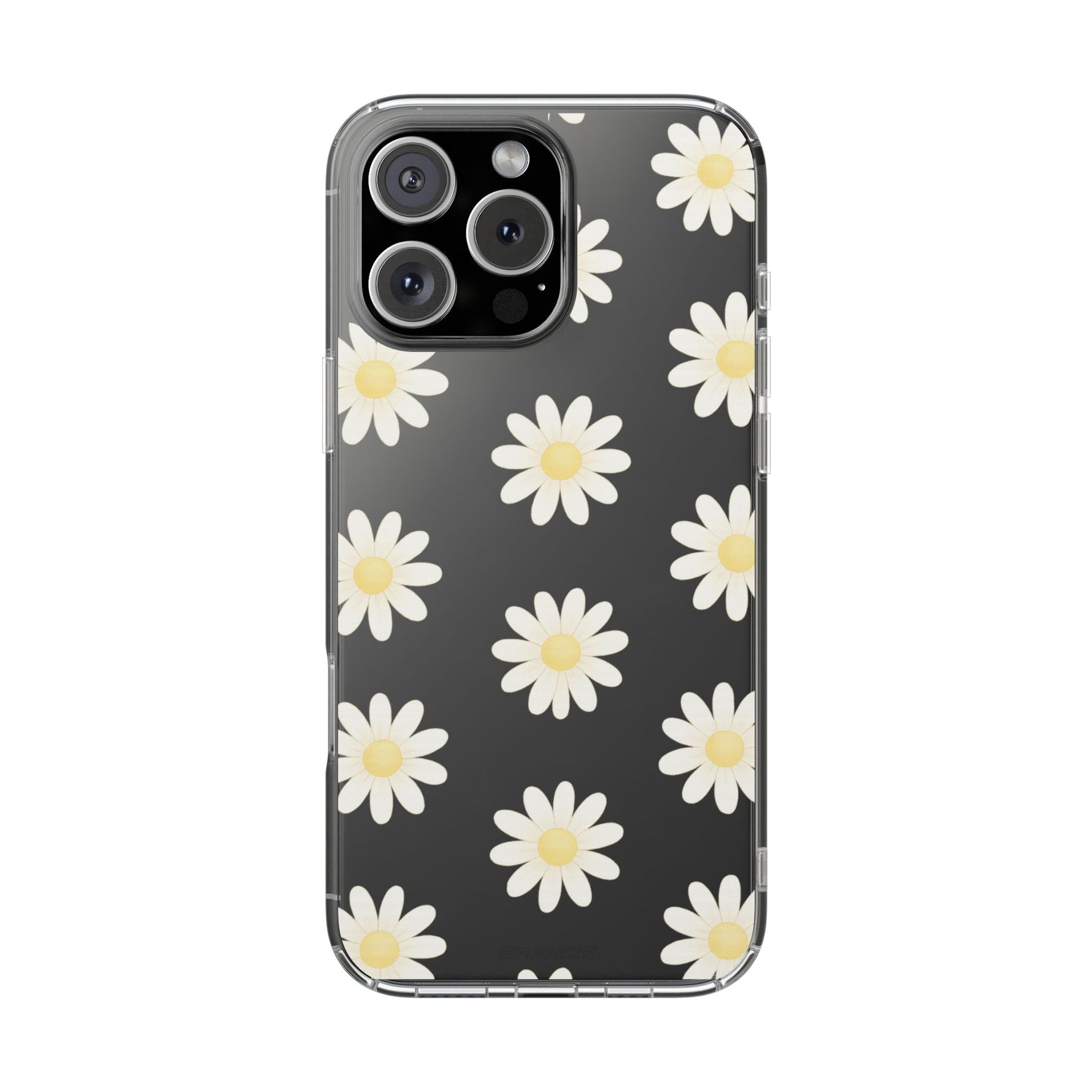 Clear Daisy Floral Phone Case, Impact-Resistant, Anti-Yellowing, Camera & Screen Protection - iPhone 16 Pro Max / Without gift packaging - Shamo's