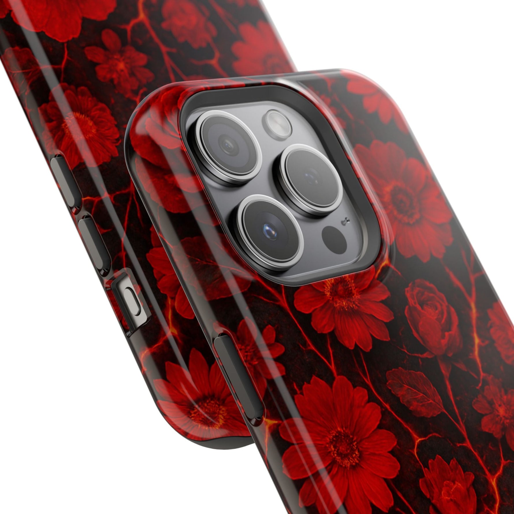 Melted Lava Dark Red Floral iPhone Case — MagSafe Compatible  Shamo's