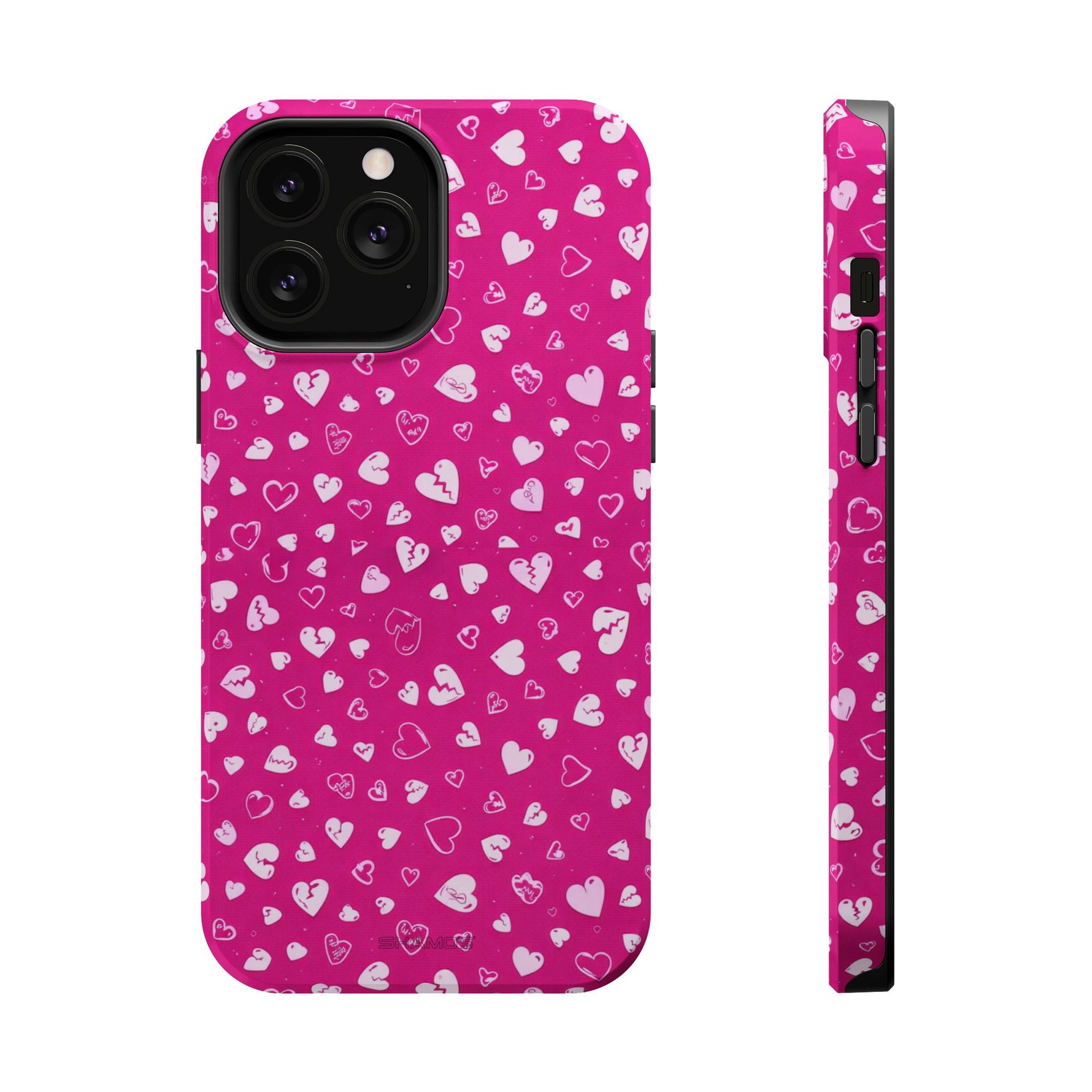 Broken Heart Hot Pink Impact-Resistant iPhone Case | MagSafe - iPhone 13 Pro Max / Glossy - Shamo's