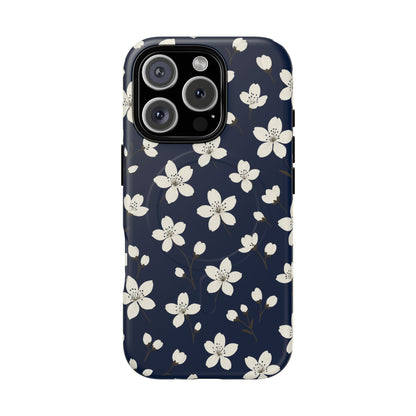 Navy Blossom Floral iPhone Case | MagSafe
