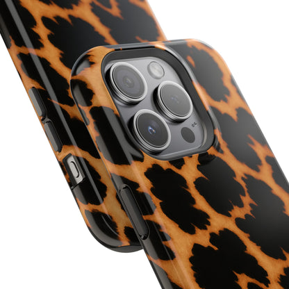 Leopard Print Impact-Resistant iPhone Case with MagSafe compatibility