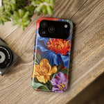 Electric Paradise MagSafe Phone Case – Cobalt Floral & Coral Waves | Glossy