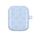 Pastel Blue Bow Pattern AirPod Case — Elegant Bow Pattern Protective Cover